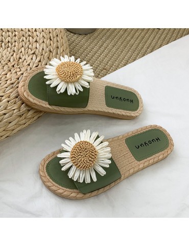 Women Daisy Decor Wearable Comfy Beach Slides Slippers