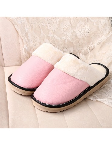 Women Warm Lining Waterproof Slip Resistant Backless Winter Indoor Slippers