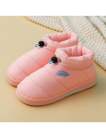 Women Warm Plush Waterproof Elastic Band Indoor Slippers