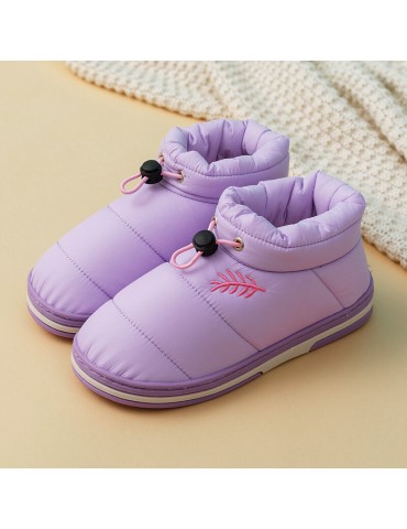 Women Warm Plush Waterproof Elastic Band Indoor Slippers