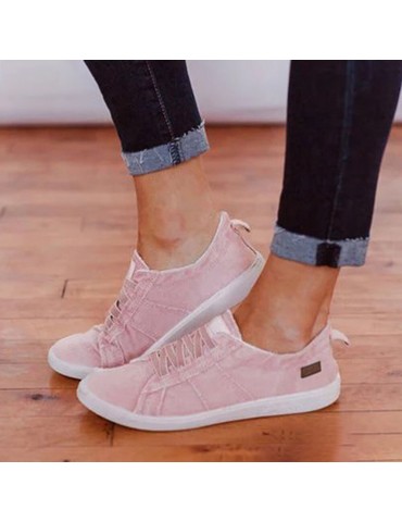 Large Size Women Elastic Band Casual Canvas Flats