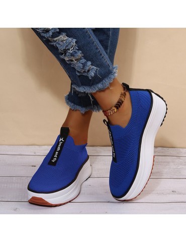 Plus Size Women Casual Elastic Slip-on Comfy Breathable Platform Sneakers