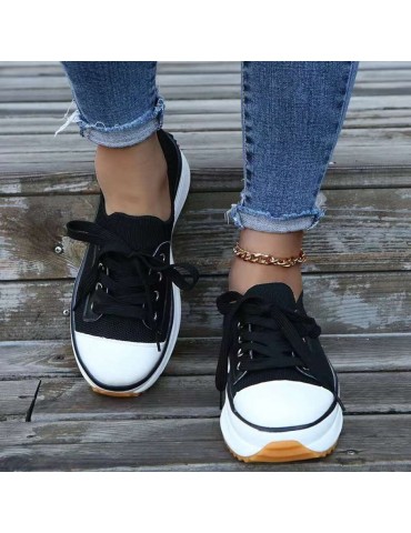 Plus Size Women Casual Lace-up Breathable Comfy Chunky Sneakers